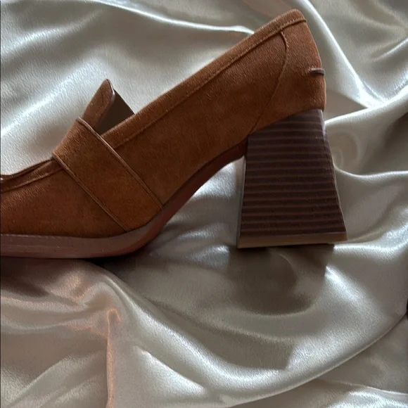 Sam Edelman Women’s Chunky Heel Brown Suede Loafers Size 7.5 Like New - Picture 3 of 5
